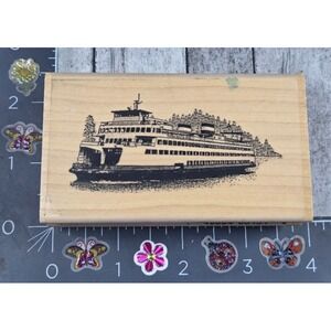 Dewey Inkum and Howe Ferry Boat E131 Rubber Stamp Wood #T29